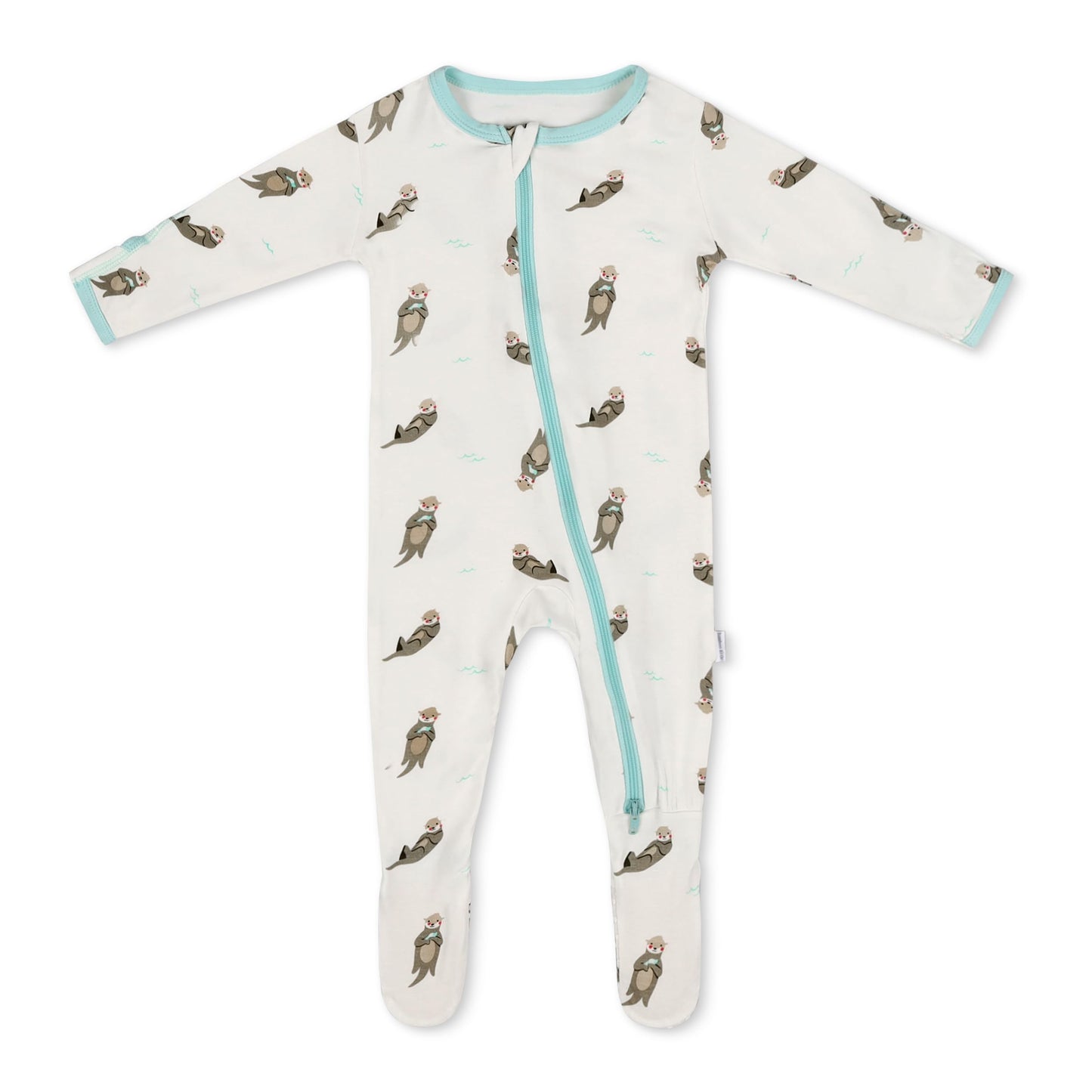 Otter Footie For Baby - 95% Viscose From Bamboo, 5% Spandex - Soft Newborn Sleepwear, Baby Pajamas, Unisex Baby Clothes, Zipper