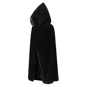 Knelor Kids Hooded Velvet Cloak Robe Halloween Cosutme Cape Fancy Cosplay Costumes 3 To 16 Years (M/Age 5-7, Black)