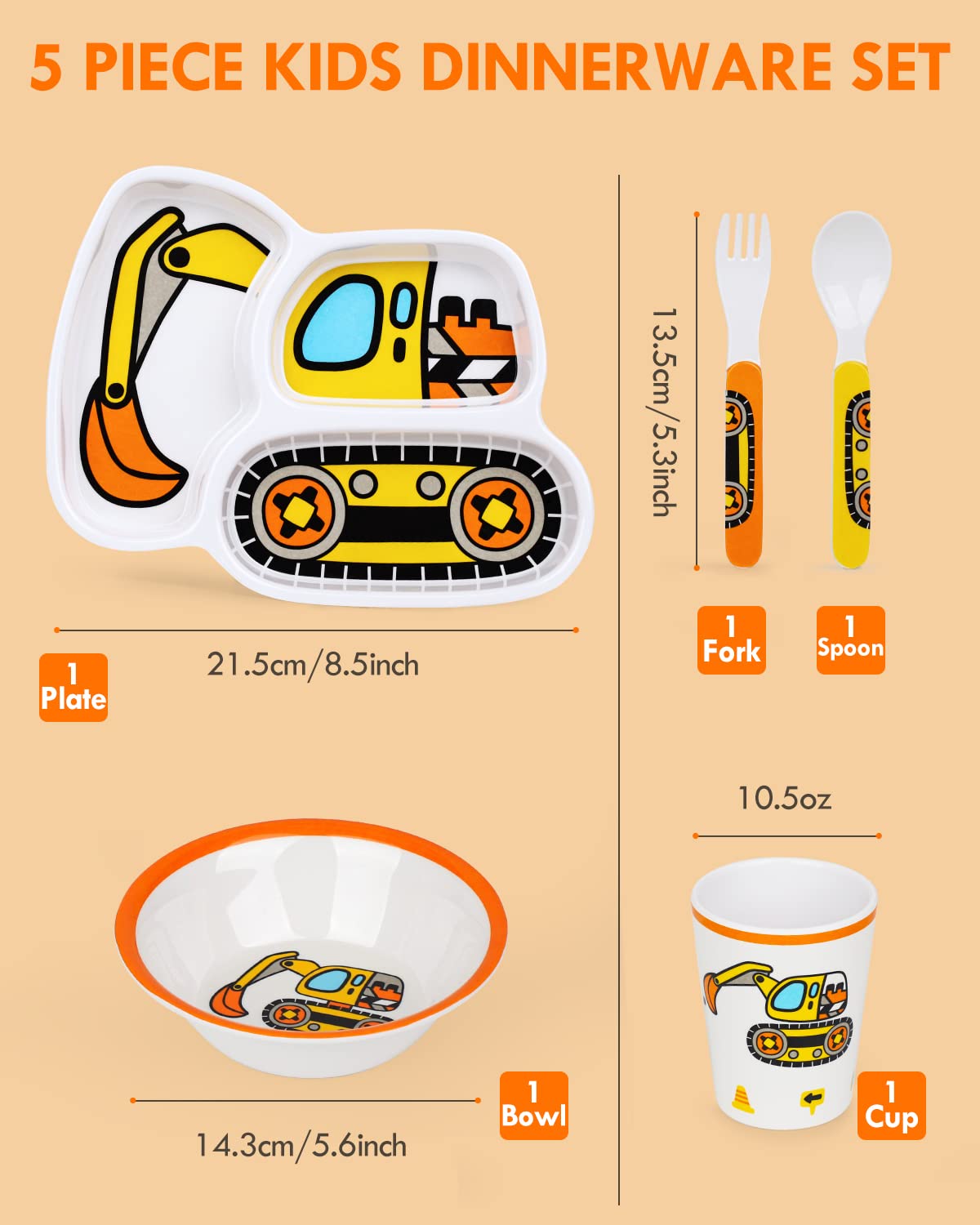 Lehoo Castle Kids Plates And Bowls Sets, Kids Dinnerware Set Includes Plate, Bowl, Cup And Tableware, Made Of Durable Material,