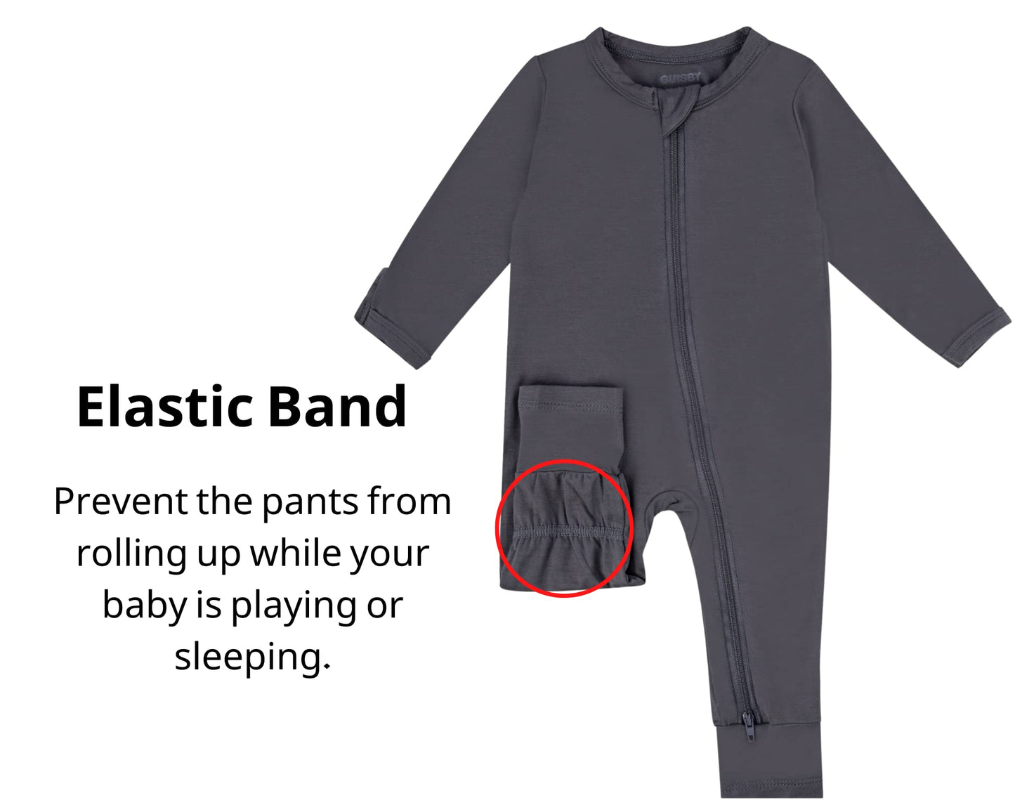 Long Sleeve Footless Romper Baby, Rayon Two Way Zipper Sleeper 3-6 Months Sliver Grey