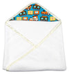 My Blankee Newborn Hooded Baby Boy Towel, Turquoise Trains