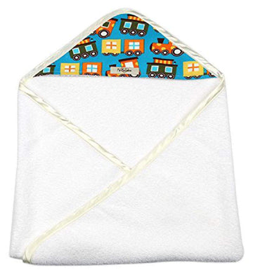 My Blankee Newborn Hooded Baby Boy Towel, Turquoise Trains