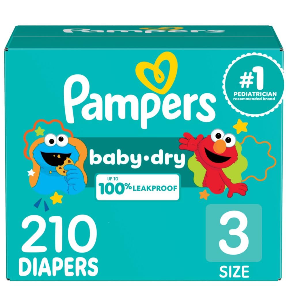 Pampers Diapers - Baby Dry - Size 3, 210 Count, Absorbent Disposable Infant Diaper (Packaging May Vary)