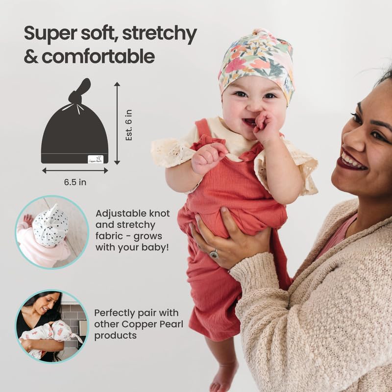 Baby Beanie Hat Top Knot Stretchy Soft'Belle' By Copper Pearl