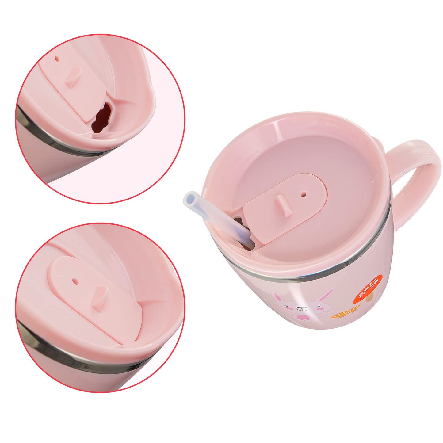 Valueder Kids Baby Toddler Cups Mug Sippy Learning Trainer Cup for Milk Coffee Hot Chocolate Stainless Steel Trainer Straw Cup w