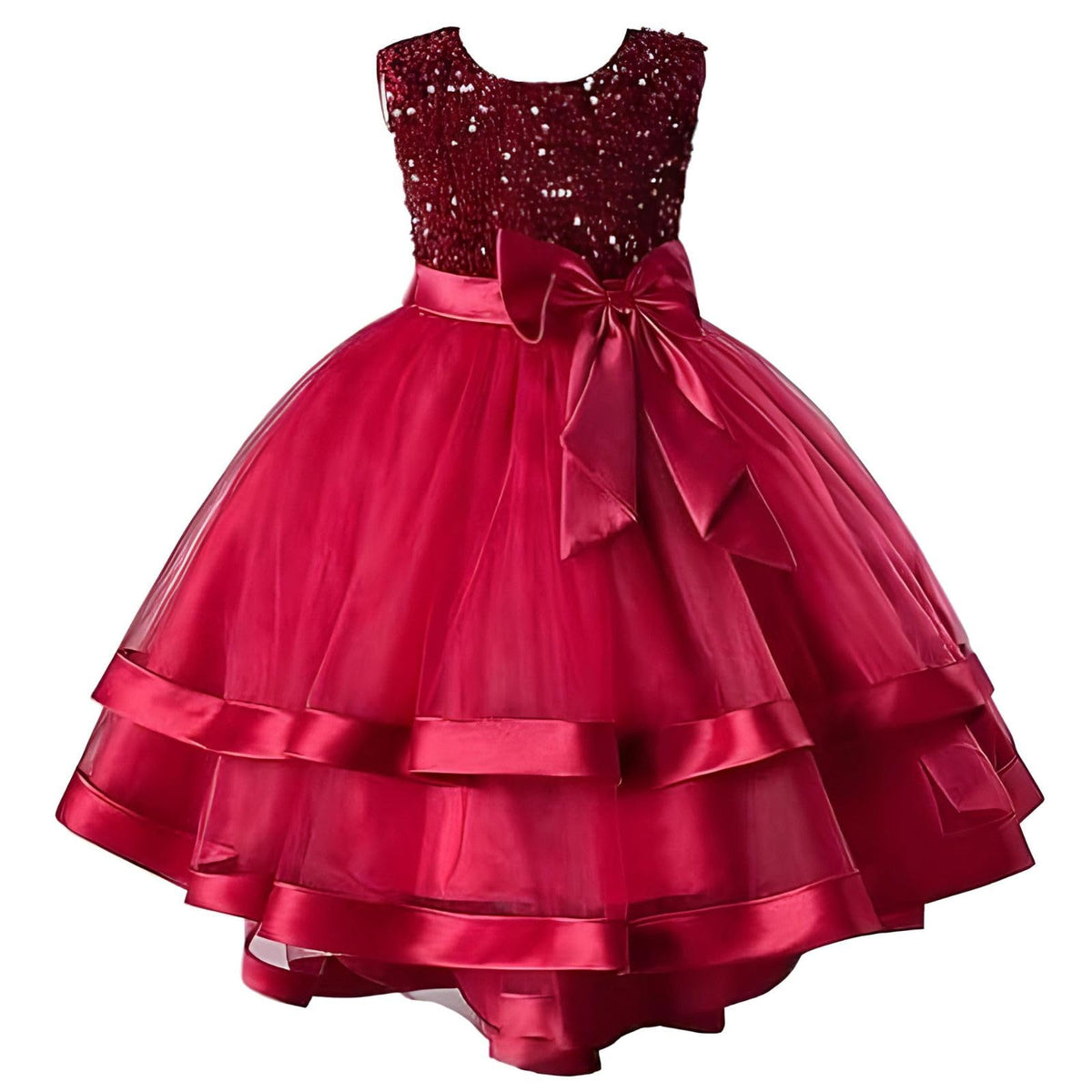 Niren Enterprise Baby Girl Dresses, Sleevelss Velvet Frock with Sequinns Embroidery for Birthday and Special Occassions, Fancy D