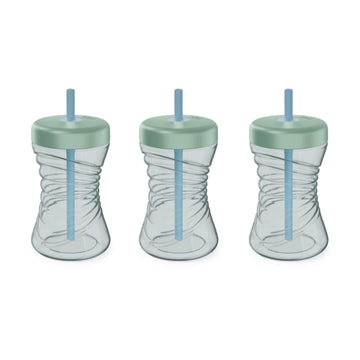 NUK First Choice Fun Grips Straw Cup 2.0, 10 oz. Sippy Cup with Handles, Leak Proof Straw Cup, 3-Pack