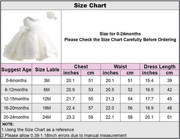 Coozy Baby Girl Dress Christening Baptism Gowns Flower Girl Special Occasion Dress (18M(16-20Months), Ivory)