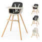HONEY JOY Baby High Chair, 6-in-1 Eat & Grow Wooden Highchair/Toddler Chair with Removable Tray, 5-Point Harness, PU Cushion and