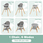 Baby Joy Baby High Chair, 6 In 1 Convertible Wooden Highchair For Babies & Toddlers With Adjustable Legs, Removable Double Tray,