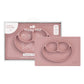 ezpz Happy Mat (Blush) - 24 Months+ - 100% Silicone Suction Placemat + Divided Plate with Three Compartments - Toddler + Prescho