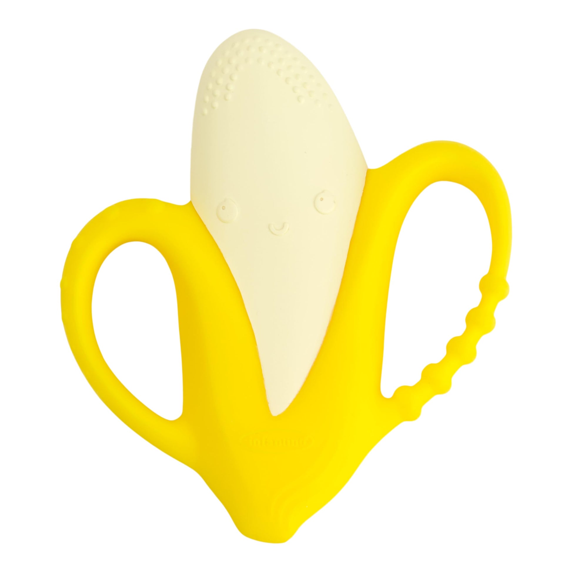 Infantino Lil Nibbles Textured Silicone Baby Teether - Sensory Exploration and Teething Relief with Easy to Hold Handles, Yello