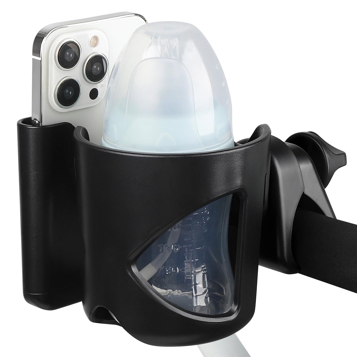 Accmor Stroller Cup Holder With Phone Holder, Universal 360 Rotatable Large Caliber Designed Bottle Cage For Bike, Stroller, Whe