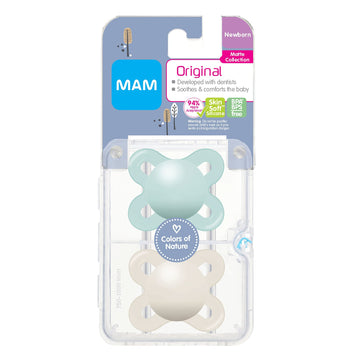 Mam Original Start Matte Newborn Baby Pacifier, Best Pacifier For Breastfed Babies, Sterilizer Case, Unisex, 0-3 Months (Pack Of