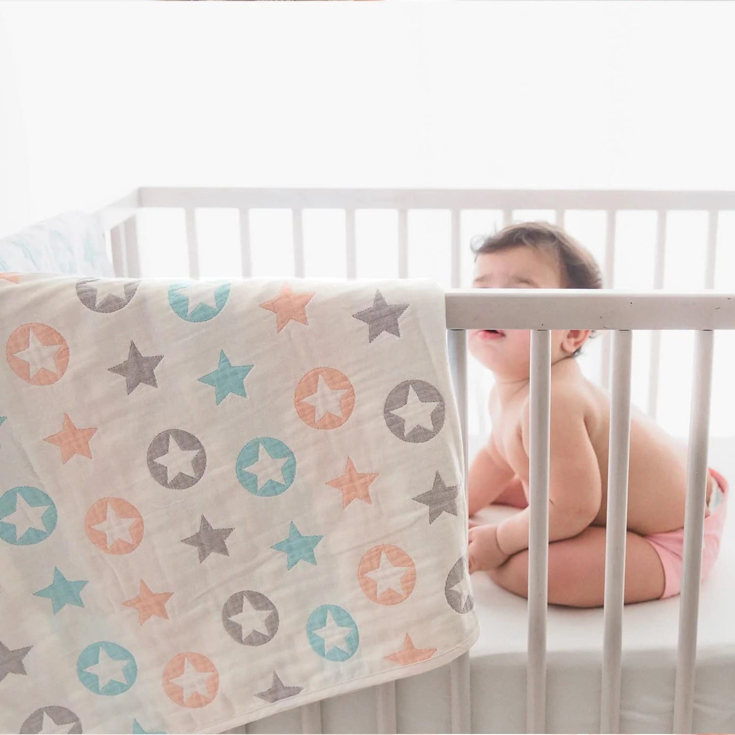 Tidy Sleep Baby Blankets 6 Layer Wraper 100% Cotton Stroller Cover Receiving Blankets, Multicolor (100 Cm X 90 Cm), Breathable
