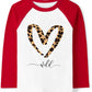 Tkria Little Kids Valentine Day Unisex Baby Raglan Long Sleeve Shirt Leopard I Love You Baseball Patchwork Shirt 2 Years