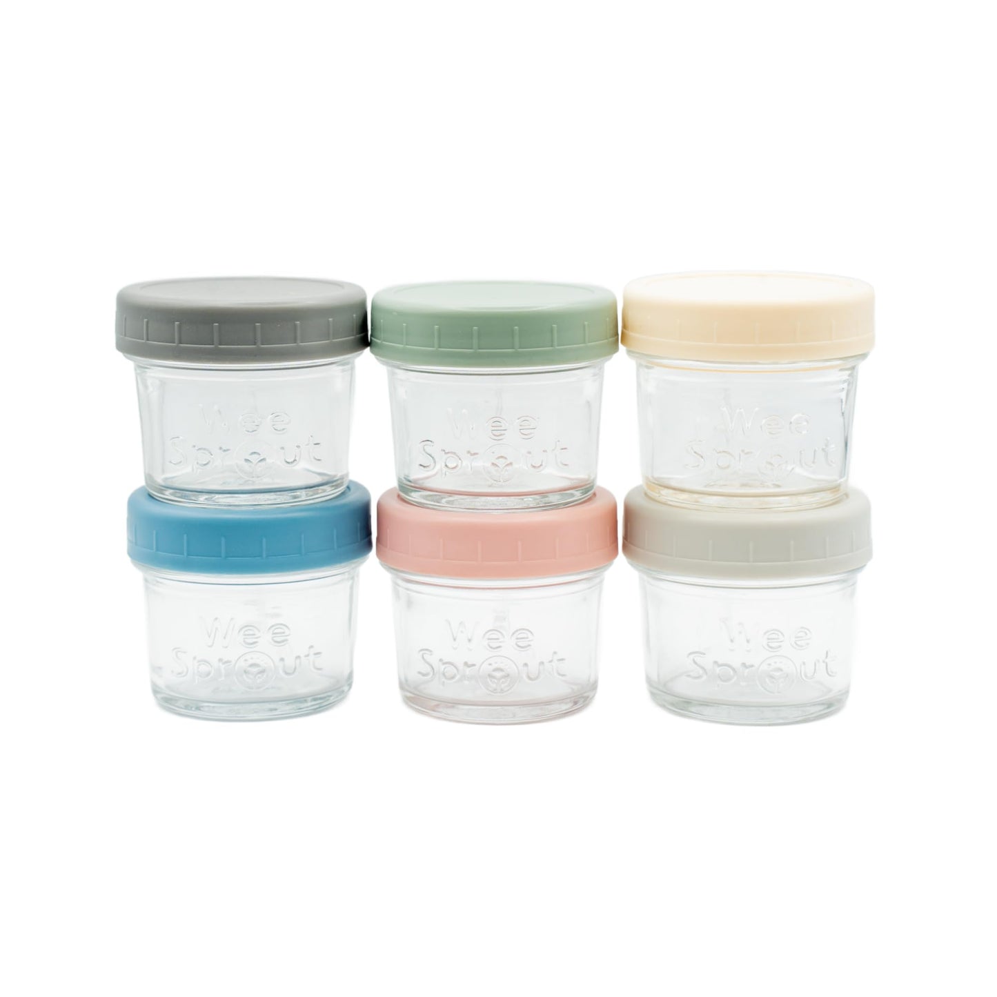 Weesprout Glass Baby Food Storage Jars W/Lids (4 Oz, 6 Pack Set) Snack, Puree, Reusable Small Containers, Breast Milk, Fridge Or