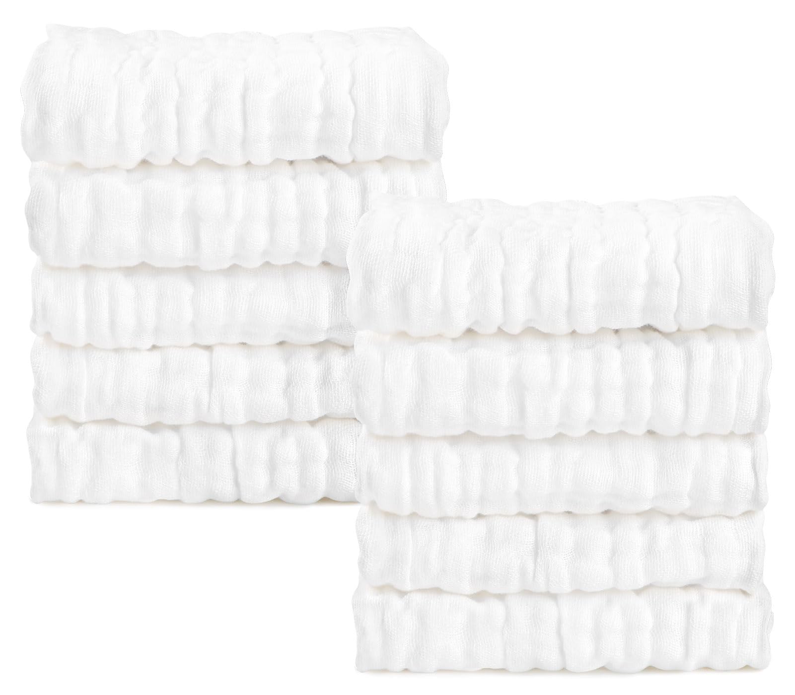 Aidea Baby Washcloths And Burp Cloths, Absorbent Cotton Muslin Baby Towels, Large Soft Breathable Newborn Essentials For Boys An