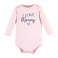 Hudson Baby Unisex Baby Cotton Long-Sleeve Bodysuits, Girl Mommy Pink Navy, 9-12 Months