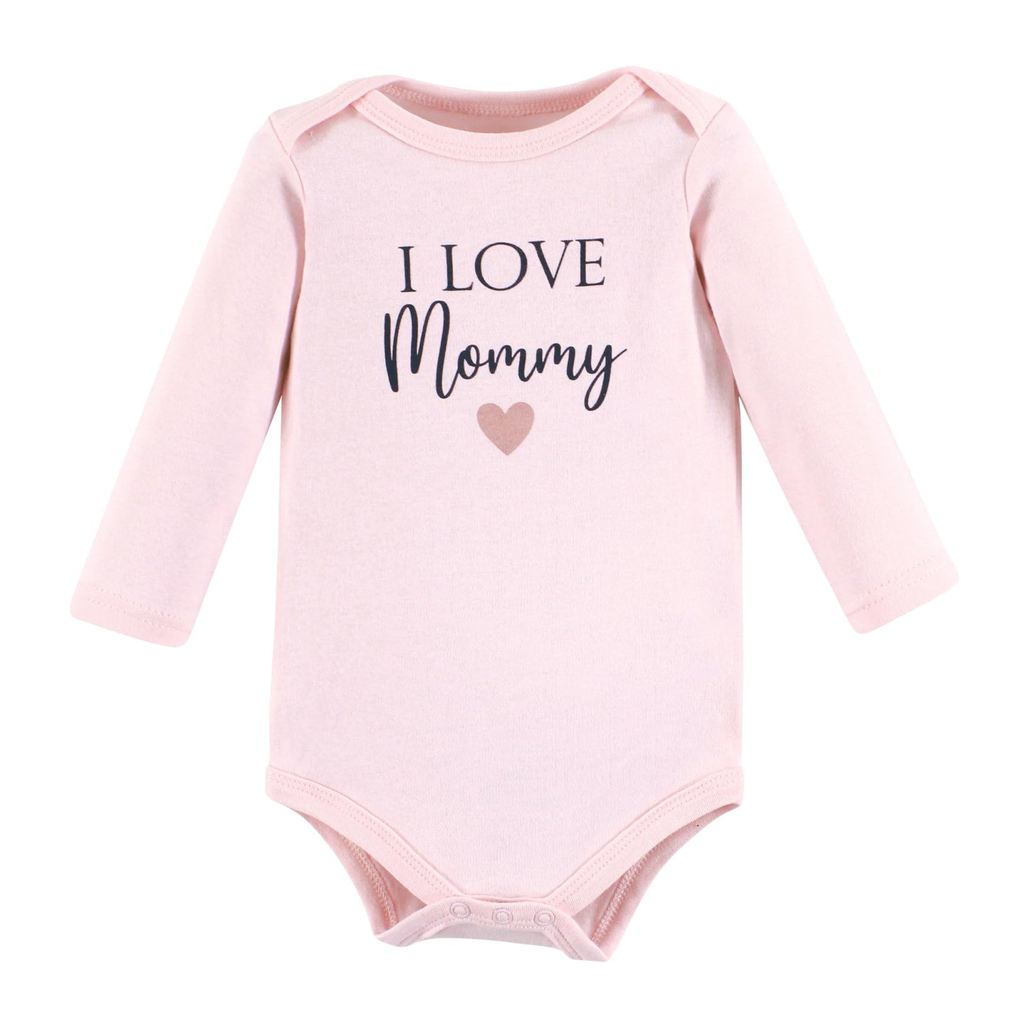 Hudson Baby Unisex Baby Cotton Long-Sleeve Bodysuits, Girl Mommy Pink Navy, 9-12 Months