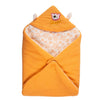 NAMAN Fleece Newborn Printed Hooded Baby Blanket for BabiesOrange