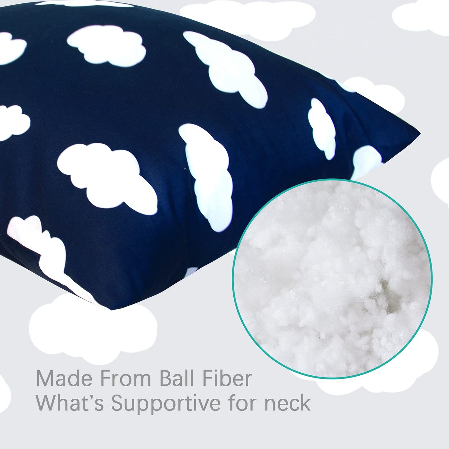 Toddler Pillow for Sleeping, Kid Pillow 14 x 19 for Small Travel Bed, Nap Pillow for Crib, Soft & Skin-Friendly Small Pillows fo