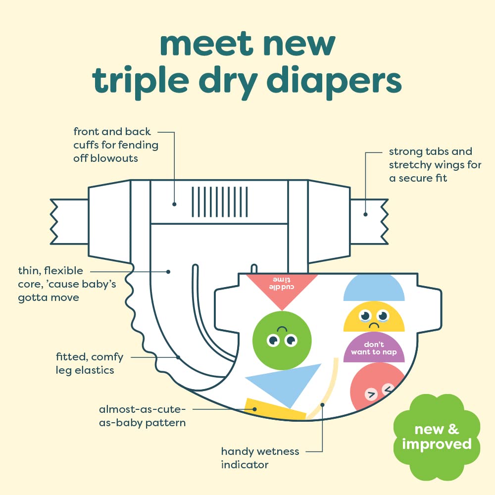 Babyganics Size 2, 152 Count, Absorbent, Breathable, Triple Dry Protection Diapers