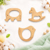 Babygo Wooden Baby Teether Combo | Natural Beech Wood Animal Shape Toy, Handmade & EcoFriendly | Safe & Gentle Gum Soother, Bio