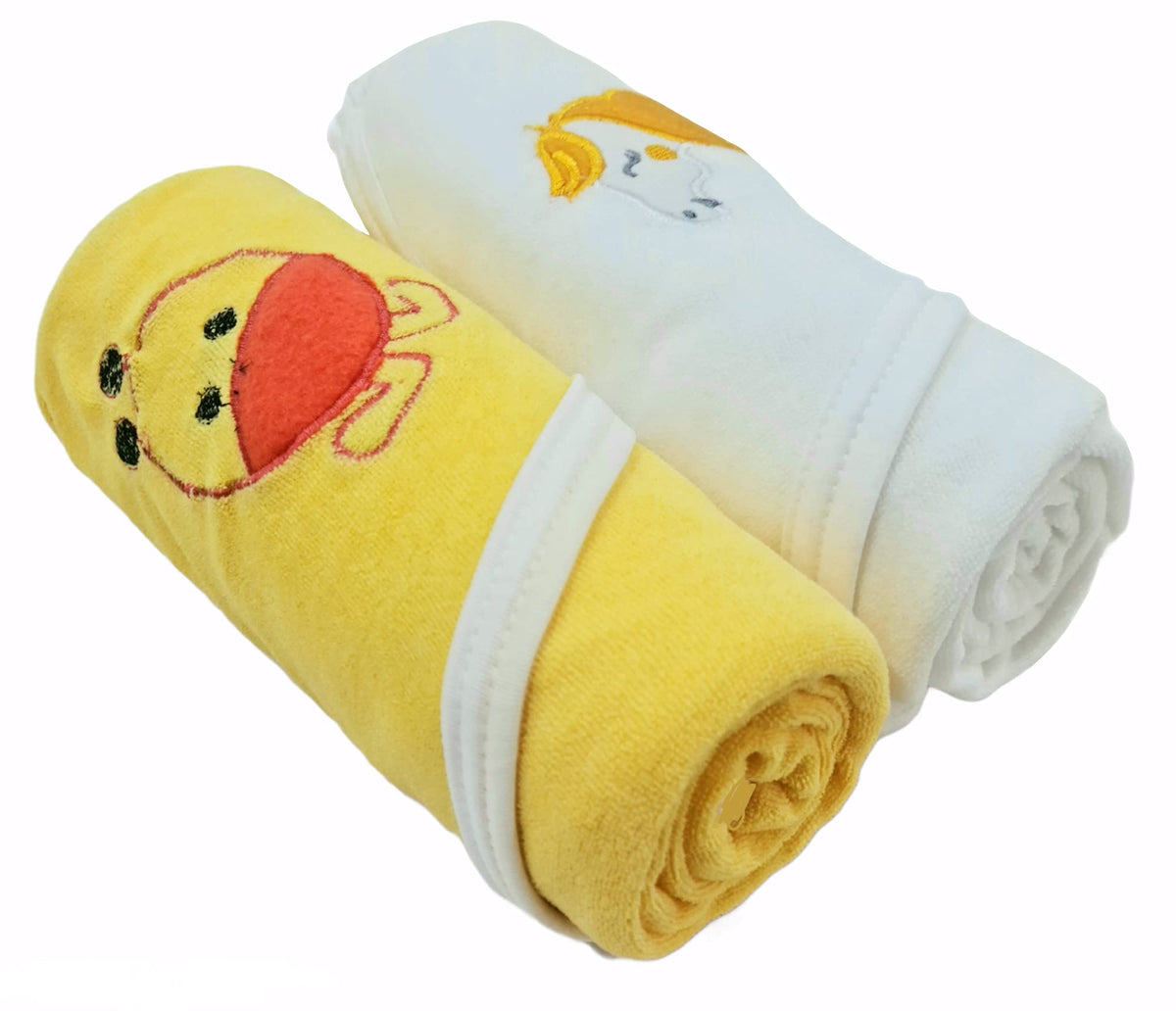 First Kick Baby Cotton Bath Towels New Born Combo Pack Of Hooded Soft Wrapping Towel Pack Of 2(70 Cm X 66 Cm) Set Of 2, White