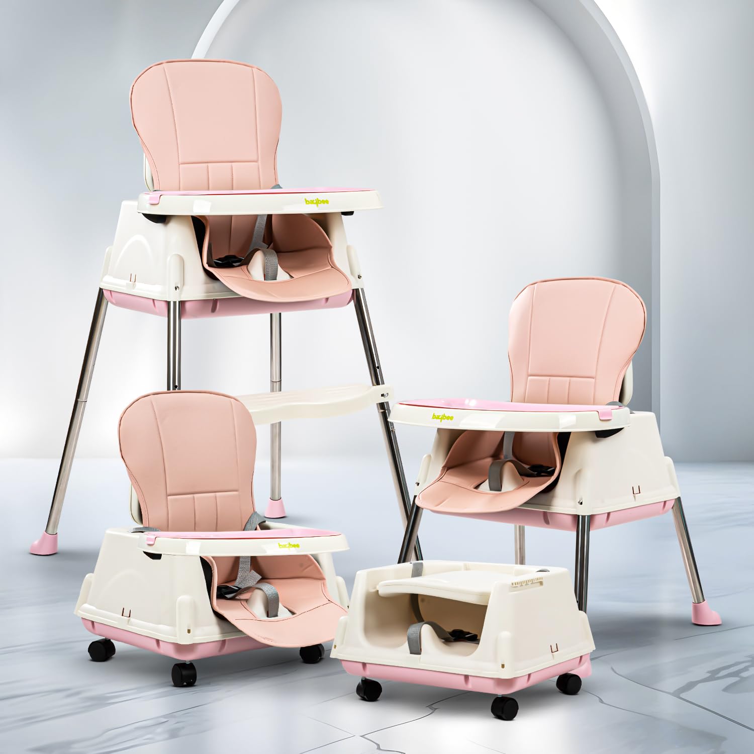 Baybee 4 In 1 Convertible High Chair For Kids | Adjustable Height Feeding Chair With Footrest, Booster Seat, Removable Food Tray
