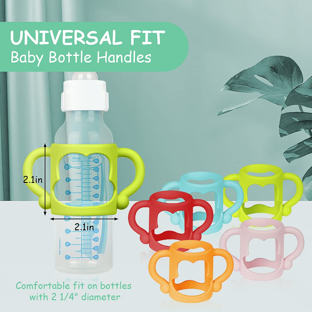 Dr Brown'S Silicone Bottle Handles - 2Pcs Easy Grip Handles For Narrow Bottles, Lightweight And Easy To Carry (Green/Blue)