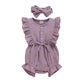 Younger Tree Toddler Baby Girl Ruffled Sleeveless Romper Casual Summer Jumpsuit Cotton Linen Clothes (Button-Purple, 6-12 Months