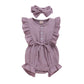 Younger Tree Toddler Baby Girl Ruffled Sleeveless Romper Casual Summer Jumpsuit Cotton Linen Clothes (Button-Purple, 3-6 Months)