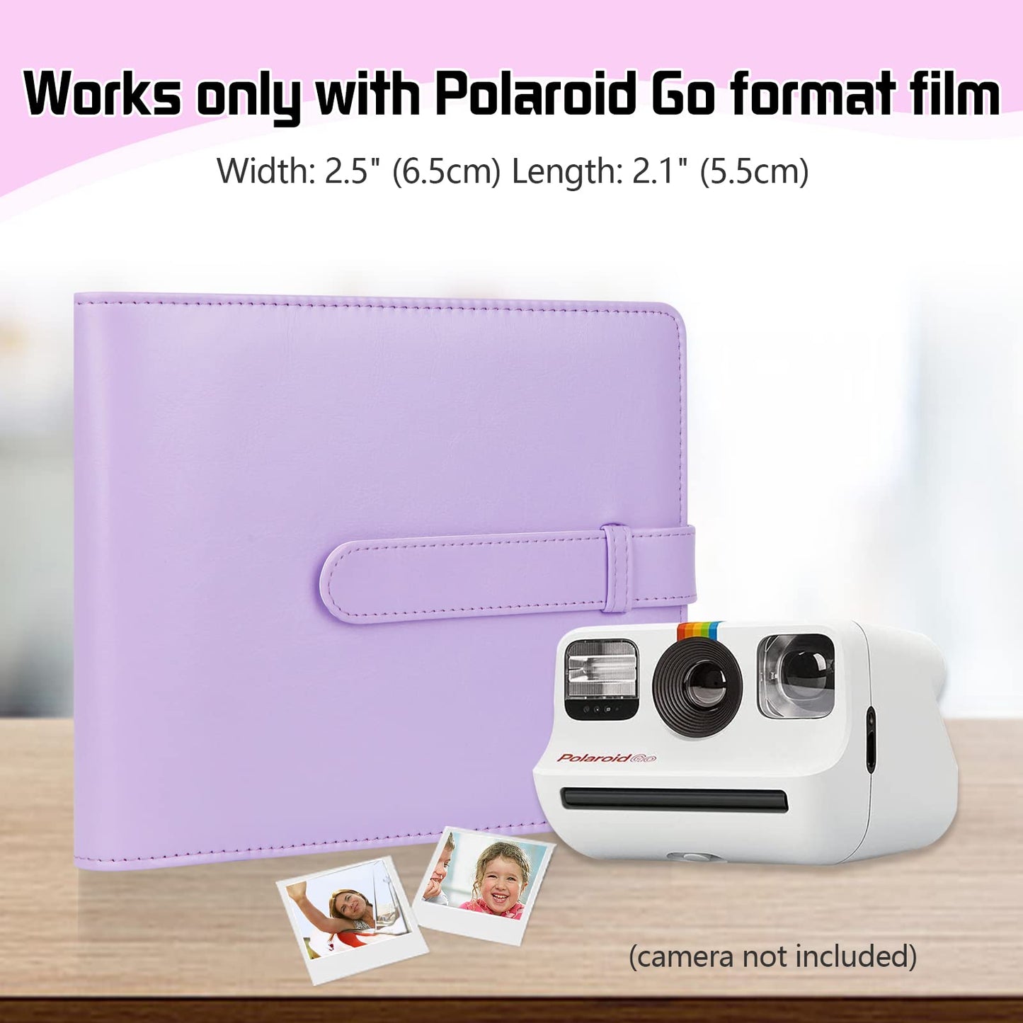 256 Photos Album For Polaroid Go Everything Box Camera And Instant Film,Polaroid Go Photo Album Book (Purple)