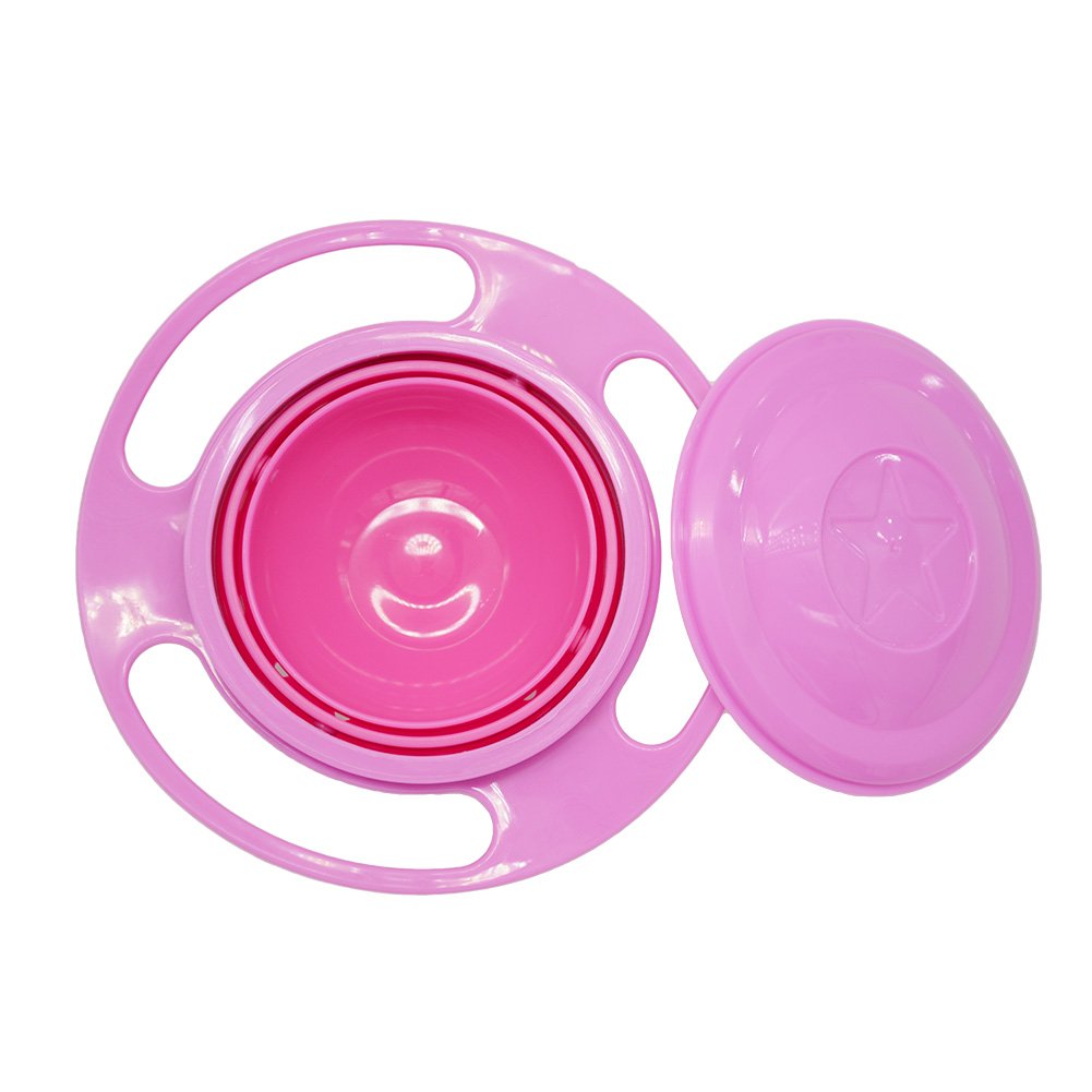 Magic Gyro Bowl 360 Degree Rotate Spill-Proof Bowls With Lid Plastic Creative Dishes Practice Feeding Bowls