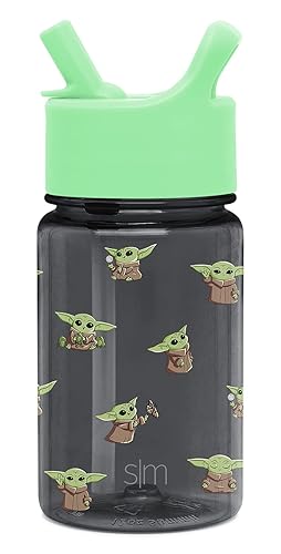 Simple Modern Star Wars Baby Yoda Grogu Kids Water Bottle Plastic Bpa-Free Tritan Cup With Leak Proof Straw Lid | Durable For To