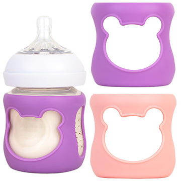 100% Silicone Baby Bottle Sleeves For Philips Avent Natural Glass Baby Bottles, Premium Food Grade Silicone Bottle Cover, Cute B