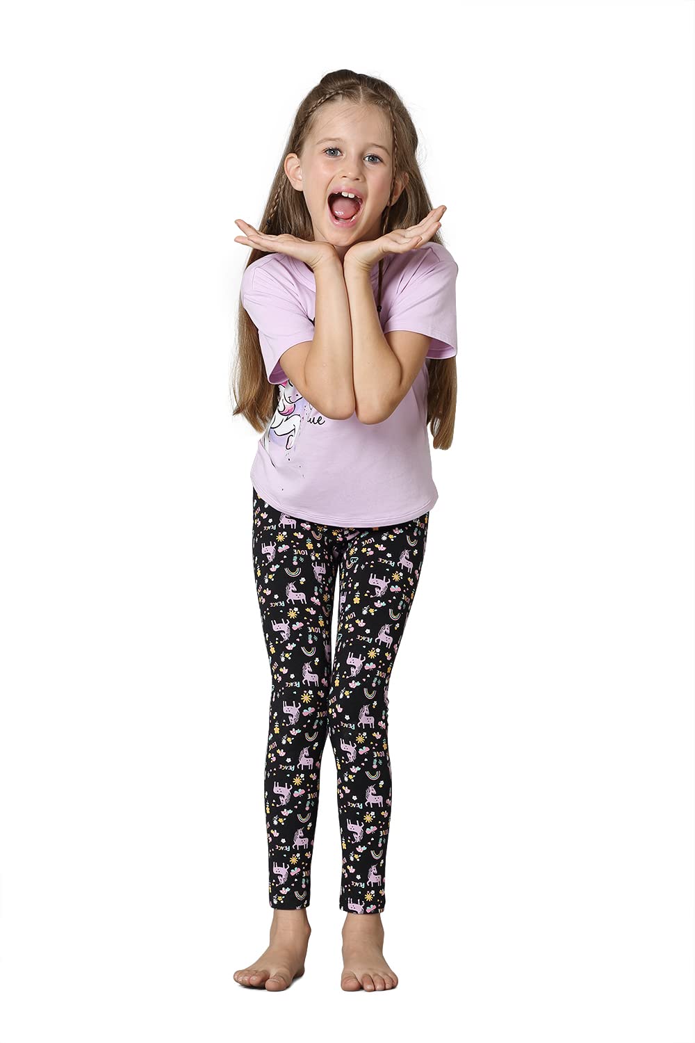 Van Heusen Girls Regular Mid Rise Leggings  Power Plus Cotton Spandex  Power Plus, Allover Print, Super Soft_56302_Unicon Love