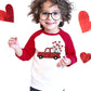 Yzmi Valentines Day Shirt Toddler Boy Girl Raglan 3/4 Sleeve Valentines Outfit Truck Love Heart Graphic Tee Tops Red 2-3T