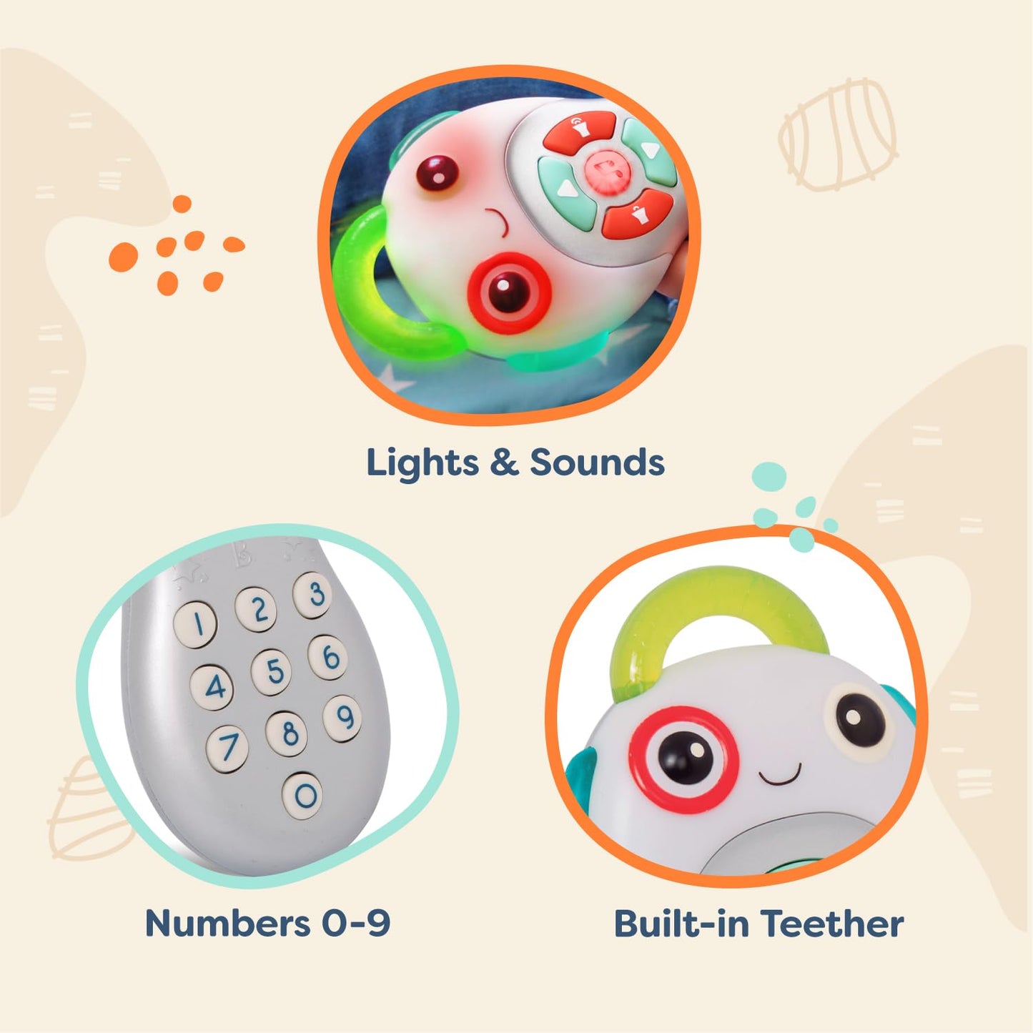 B. toys- B. baby- Baby Musical TV Remote - Toy TV Remote with Lights & Sounds - Sensory Baby Toy - Learning Toys for Babies - 6