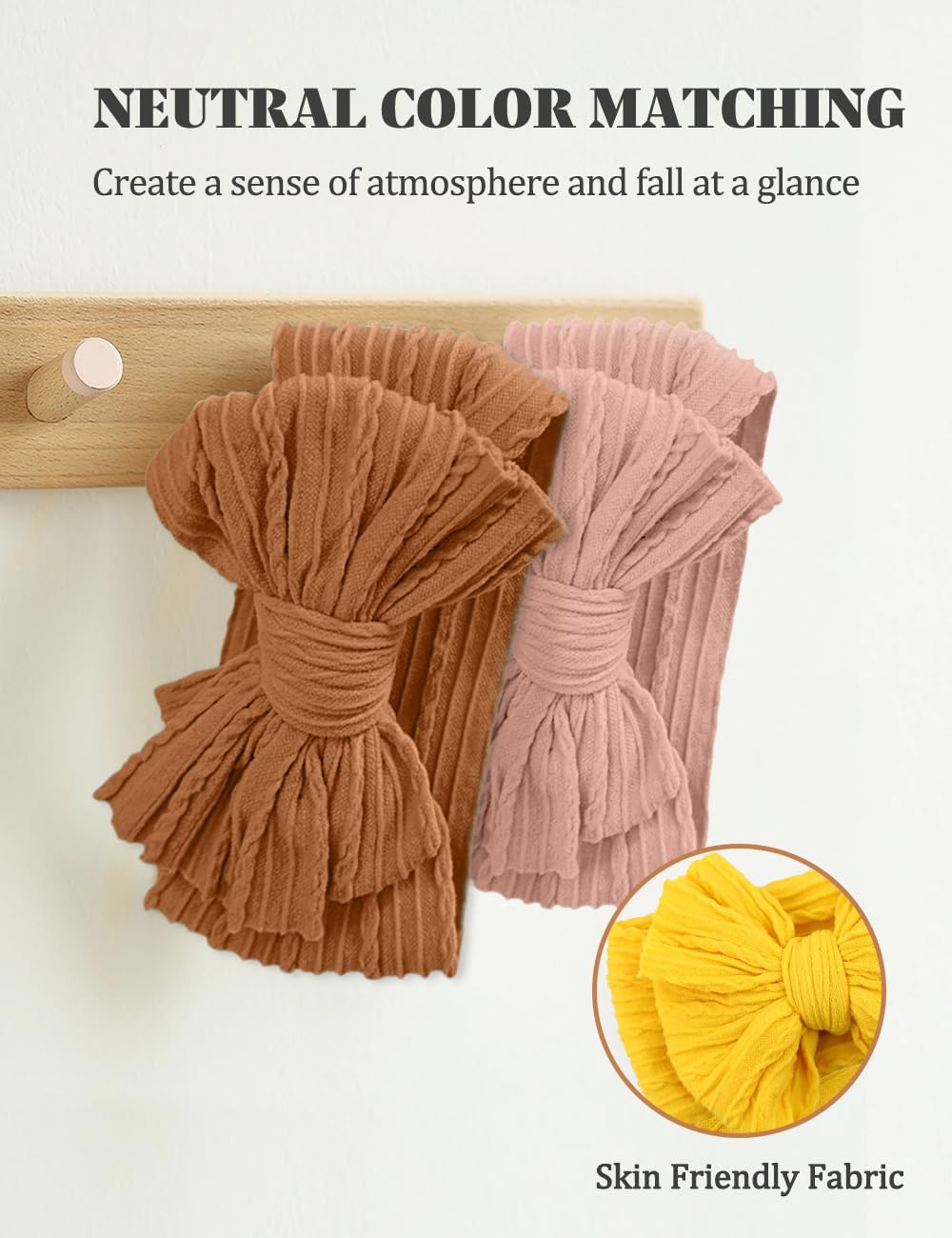 Zurlefy Rust Nylon Baby Headbands Bows, Stretchy Gray Infant Headband Bows For Baby Girls Head Wraps Newborn Toddler Unisex (03H