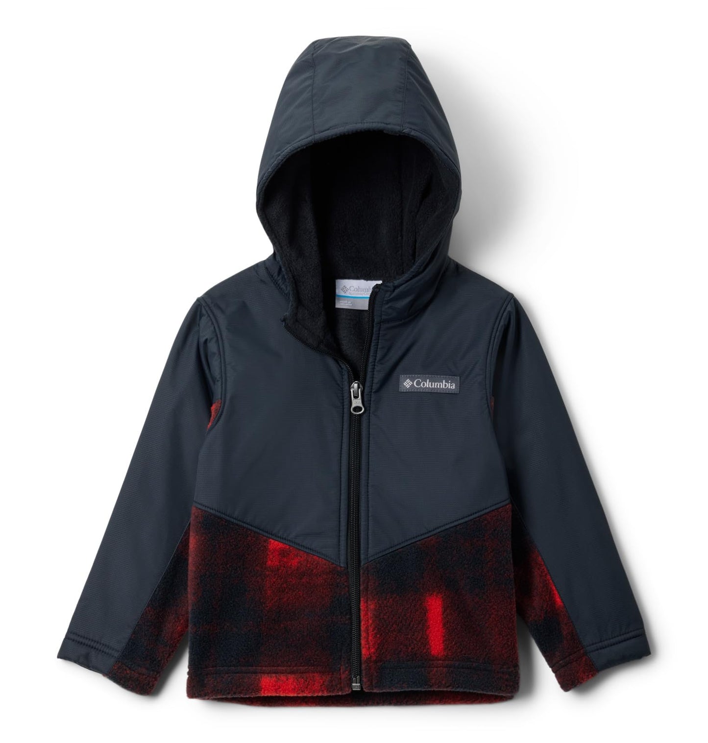 Columbia Youth Steens Mountain II Overlay Fleece Hoodie, Sail Red Omblur Tonal/Black, 4T