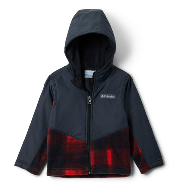 Columbia Youth Steens Mountain II Overlay Fleece Hoodie, Sail Red Omblur Tonal/Black, 4T