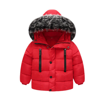 Yagata Toddler Coat Thicken Fur Collar Hoodie Down Toddler Jacket Warm Toddler Winter Puffer Jacket