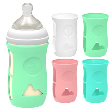 Mumianshu 4 Pack Silicone Sleeves For Philips Avent Glass Baby Bottle 8 Oz, Babies Bottles Covers, Shatter Proof, Food Grade, Bp