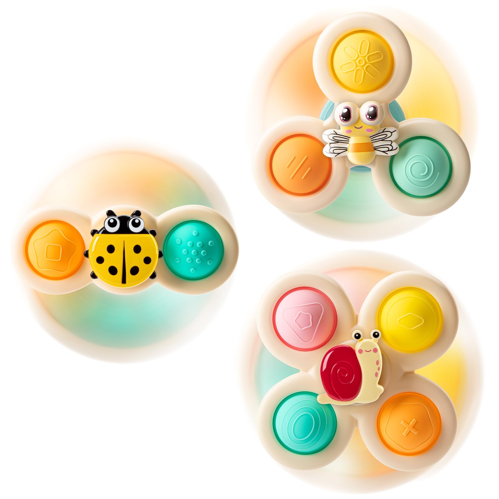 Tohibee 3Pcs Suction Cup Spinner Toys For 1 2 Year Old Boys Spinning ...