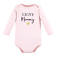 Hudson Baby Unisex Baby Cotton Long-Sleeve Bodysuits, Girl Mommy, 12-18 Months