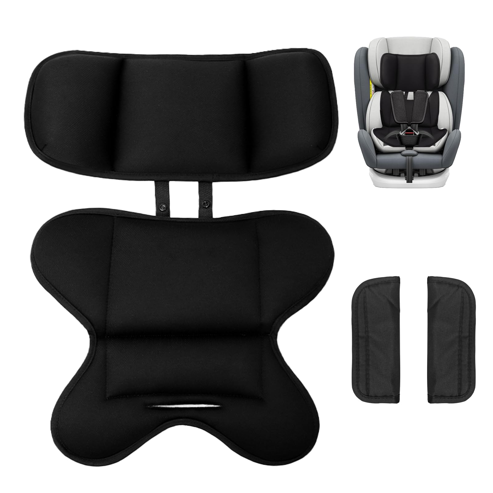 DASEXAUAH Thickened Car Seat Head Support with 2pcs Car Seat Strap Pads Compatible with Doona Infant Insert, Breathable Newborn 