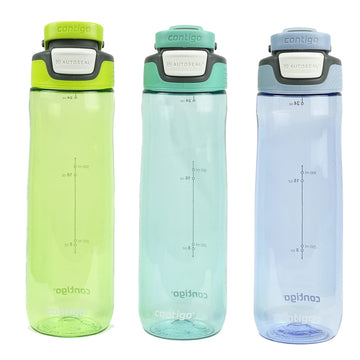 Contigo AUTOSEAL Spill-Proof Water Bottles 24oz, BPA Free, Aqua, Lagoon, Vib Lime