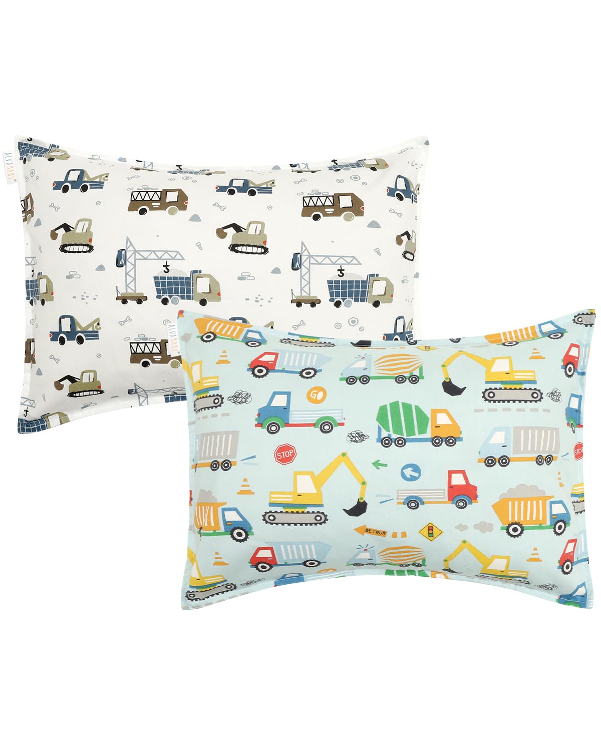 ALVABABY Toddler Pillowcases 2 Pack Organic Cotton Fit 13x 18 or 12x16 Kids Pillow Cover Envelope for Girl Boy Travel(Pillowcase